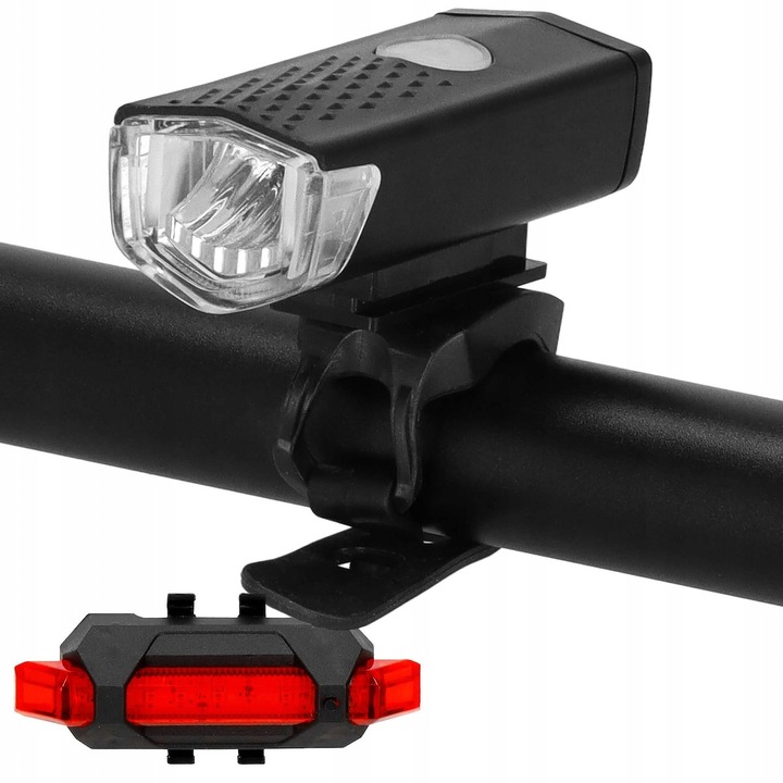 LAMPKA ROWEROWA LED PRZÓD NA USB MOCNA TYŁ ZESTAW KIEROWNICĘ ROWER ŚWIATŁO