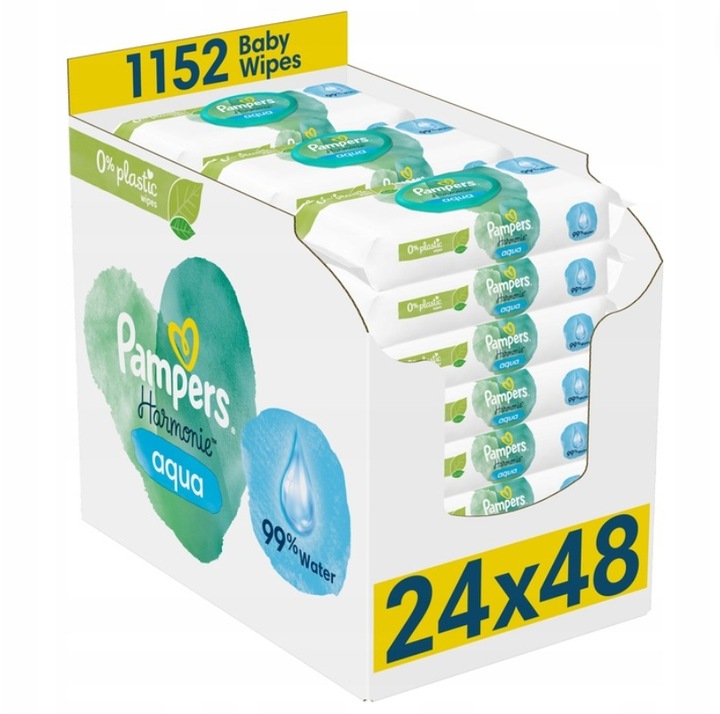 PAMPERS Harmonie AQUA Chusteczki nawilżane dla dzieci op. 24x48 szt
