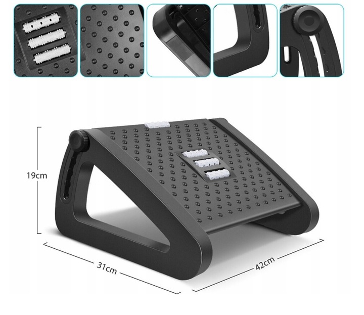 PODNÓŻEK BIUROWY PODSTAWA PLATFORMA POD STOPY REGULOWANY 6X ANTYPOŚLIZGOWY