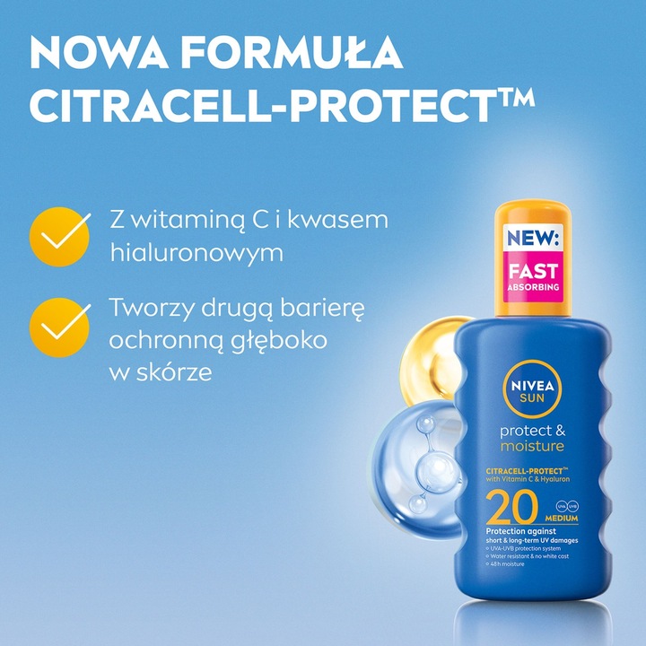 Nivea Sun Protect & Moisture SPF 20 SPRAY Nawilżający 200 ml 7674