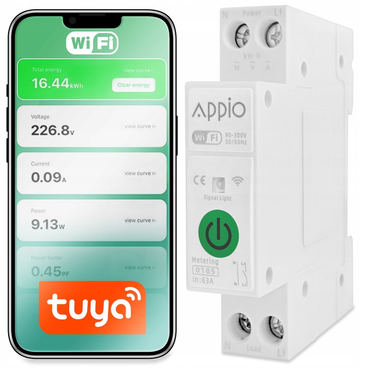 LICZNIK PRĄDU NA SZYNĘ DIN PRZEKAŹNIK POMIAR PODLICZNIK WiFi TUYA
