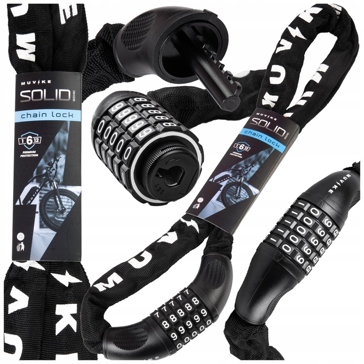 ZAPIĘCIE ROWEROWE ŁAŃCUCH ZAPIĘCIE DO ROWERU SZYFR MUVIKE SOLID 1000/6C