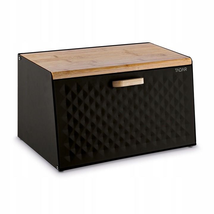 Elegancki CHLEBAK CZARNY metalowy pojemnik na chleb pieczywo Geometric