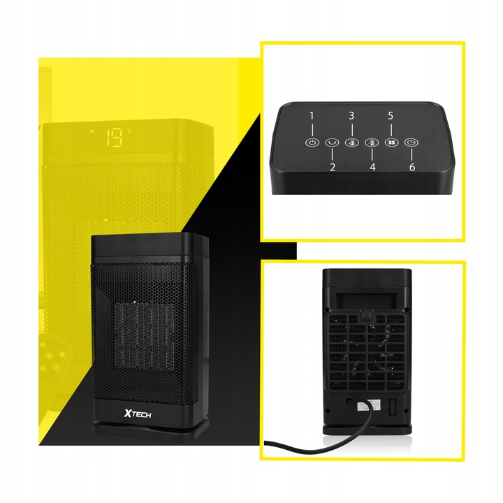 TERMOWENTYLATOR PRZENOŚNY GRZEJNIK FARELKA DO POKOJU Z PILOTEM 1500 W