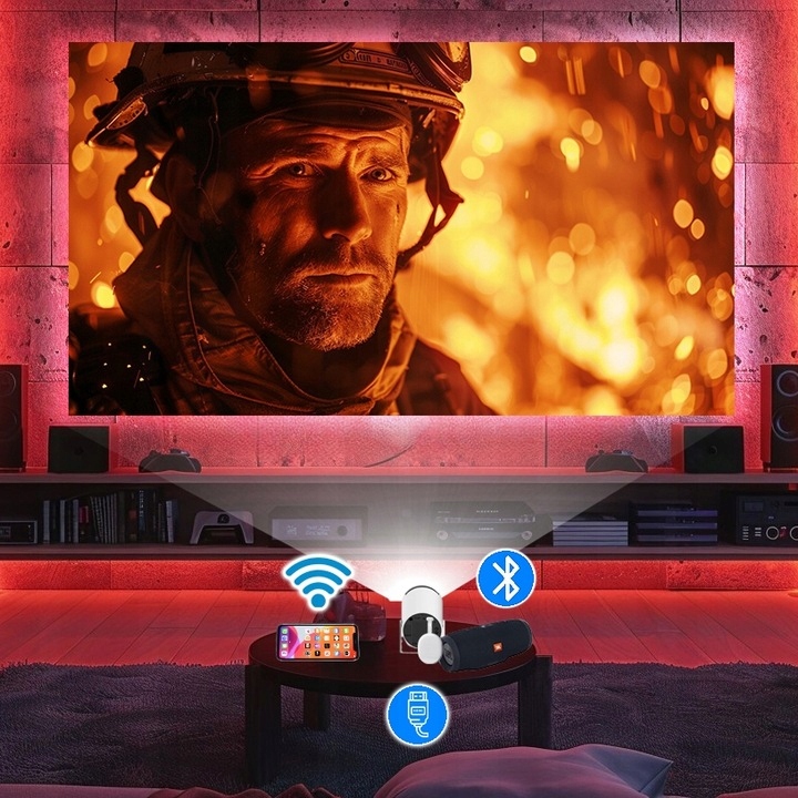 Projektor ANDROID rzutnik 4K WIFI PRZENOŚNY SMART FULL HD HY300 PRO