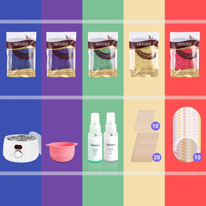 Zestaw do depilacji PODGRZEWACZ 5x wosk twardy LED wyświetlacz 500ml