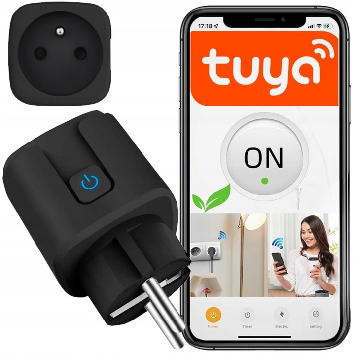 Gniazdo Gniazdko WiFi Smart Tuya Watomierz Pomiar Czarne Baron 16A
