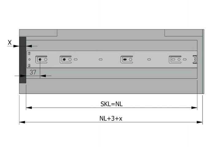 Prowadnica kulkowa H45 GTV PRO do szuflad 650 mm pełny wysuw udźwig