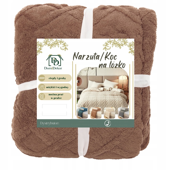 MIĘKKI KOC NARZUTA PLED NA ŁÓŹKO BARANEK SHERPA CIEPŁY 220X230 GRUBY DWUSTR