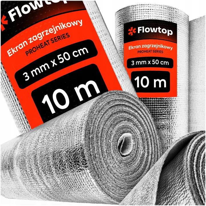 Ekran Zagrzejnikowy 10m Mata Pianka Aluminiowa Izolacyjna Odbija Ciepło Alu