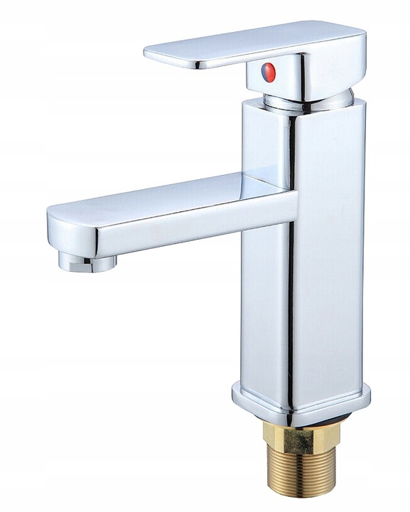 BATERIA ŁAZIENKOWA UMYWALKOWA KRAN STOJĄCA KWADRAT DO UMYWALKI CUBE CHROM