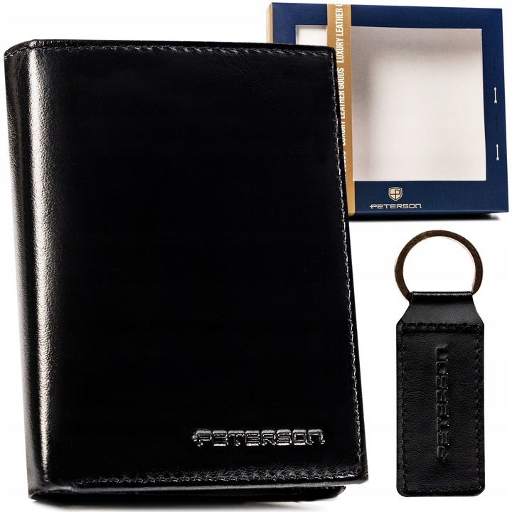 PETERSON portfel skórzany męski RFID antykradzieżowy skóra