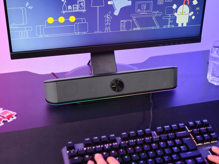 GŁOŚNIK SOUNDBAR KOMPUTEROWY PC RGB LED 12W GAMINGOWY STEREO