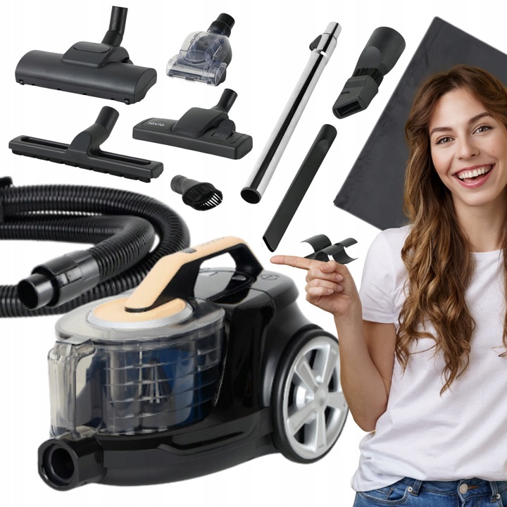 ODKURZACZ BEZWORKOWY CYKLONOWY MOCNY CICHY TURBOSZCZOTKA HEPA 15w1 LOVIO