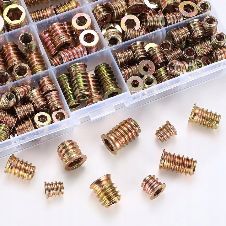 MUFA DWUGWINTOWA DO DREWNA WKRĘT WPUSTKA M4/M5/M6/M8 ZESTAW 155 SZTUK