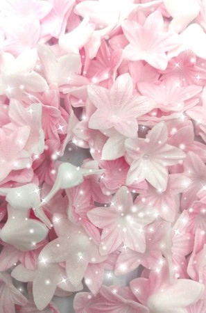 Kwiaty waflowe mini kwiatki 50 szt różowe kwiatuszki dekoracja komunia tort