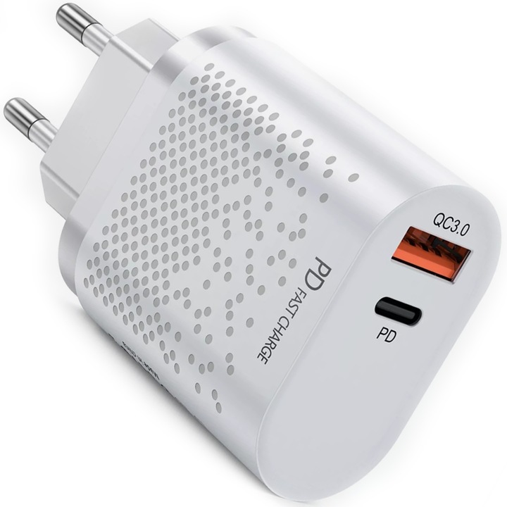 ZESTAW | SZYBKA ŁADOWARKA SIECIOWA USB TYPE-C + KABEL TYPE C | PD20W 3000mA