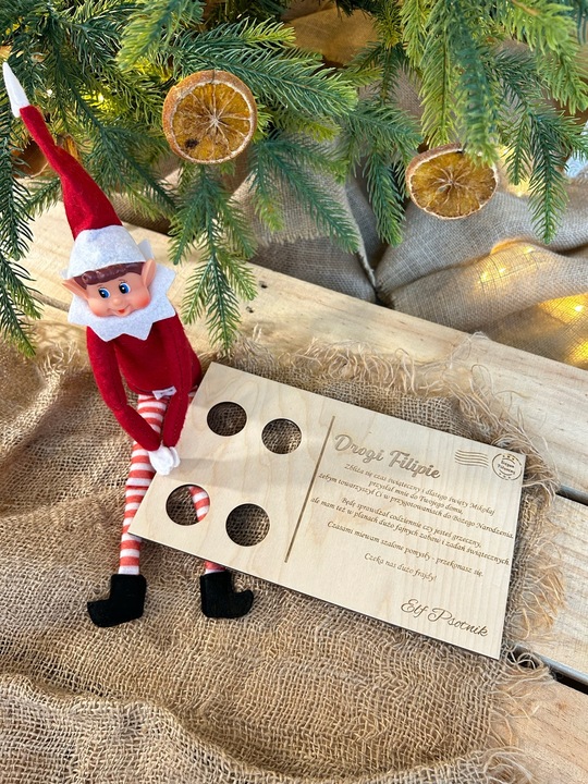 PERSONALIZOWANY LIST POWITALNY OD ELFA PSOTNIKA IMIĘ DZIECKA ELF ON SHELF