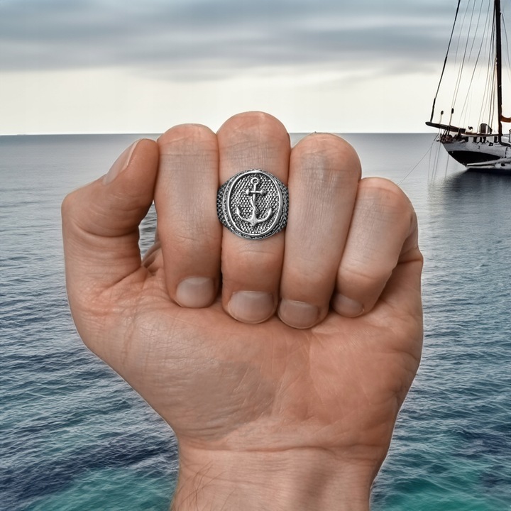 Sygnet Srebrny pr. 925 z Kotwicą Pierścień Żeglarski Marynarski | r. 24