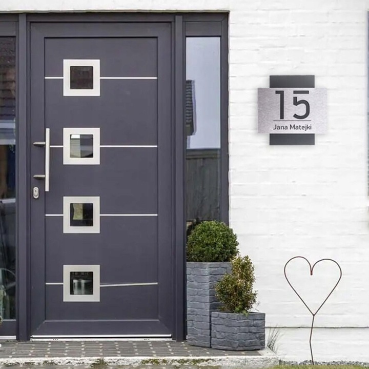 NOWOCZESNA TABLICZKA ADRESOWA Z NUMEREM DOMU ALUMINIUM 32x32cm NUMER NA DOM
