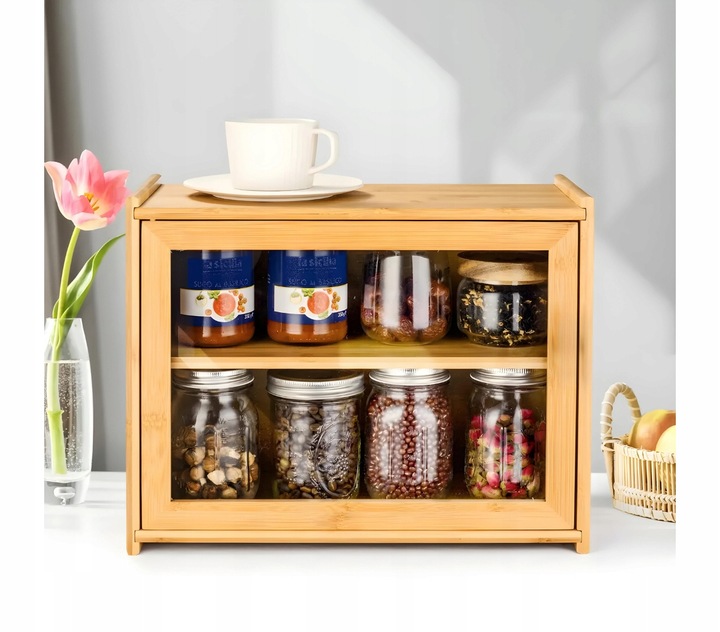 Chlebak bambusowy pojemnik żywność przyprawy półka szafka do kuchni