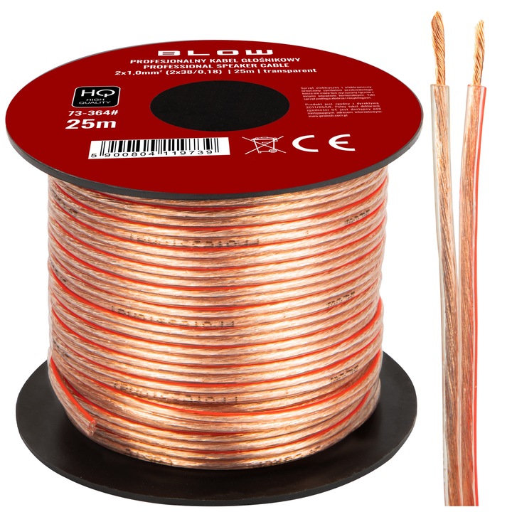 PROFESJONALNY KABEL GŁOŚNIKOWY PRZEWÓD PRZEWÓD AUDIO DWUŻYŁOWY 2x1 25M