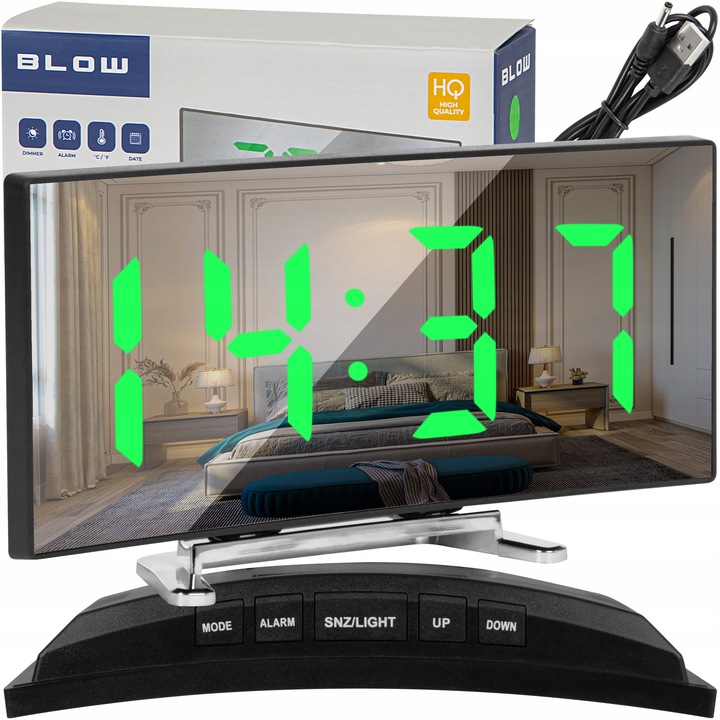 ZEGAR CYFROWY ZEGAREK ELEKTRONICZNY STOJĄCY TERMOMETR GODZINA BUDZIK LCD