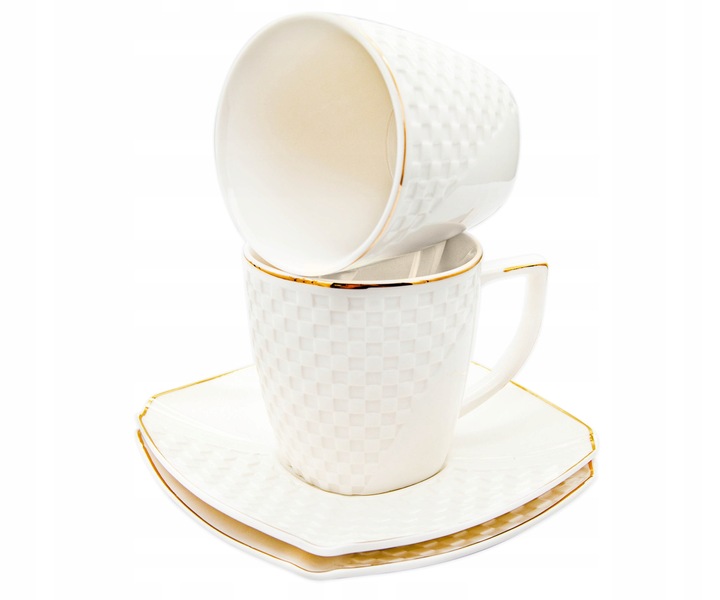 Serwis kawowy zestaw filiżanek ze spodkiem 240 ml 6+6 porcelanowy