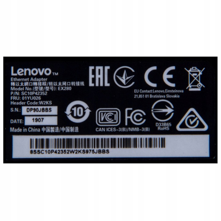 Adapter LAN Ethernet RJ45 Display Port Lenovo