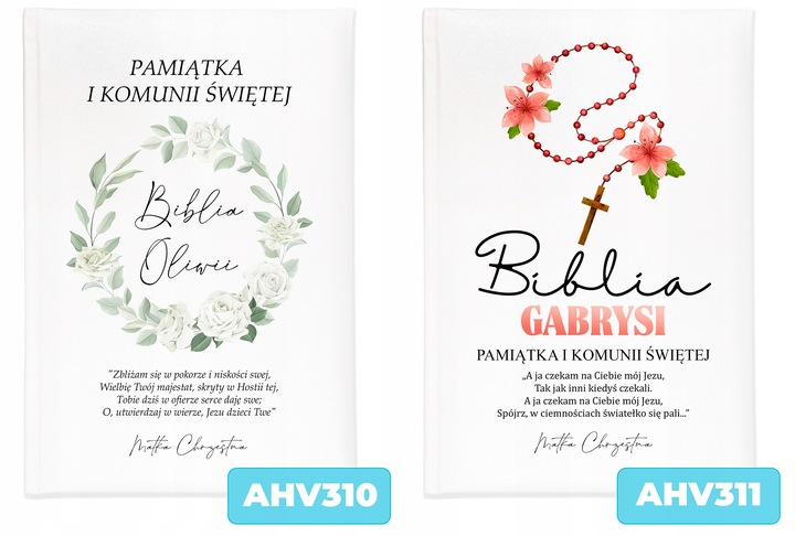 BIBLIA OBRAZKOWA Pamiątka KOMUNII ŚWIĘTEJ TWOJE IMIĘ PREZENT OD CHRZESTNEGO