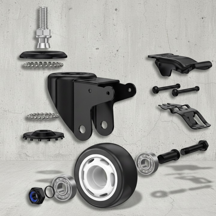 OBROTOWE KÓŁKO 75mm Z HAMULCEM do 460kg TRZPIEŃ Gwint M12x30mm 1szt