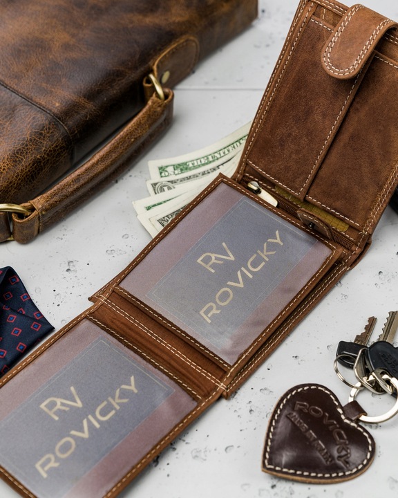 Always Wild skórzany męski portfel z zapinką RFID