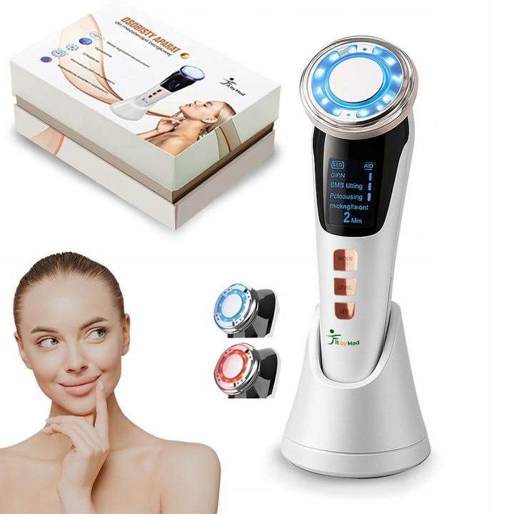 MASAŻER DO TWARZY EMS ULTRADŹWIĘKI FOTON KRIOTERAPIA MEZOTERAPIA 7w1