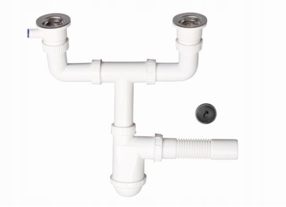 Syfon zlewozmywakowy dwukomorowy do zlewu METALOWE SITKO
