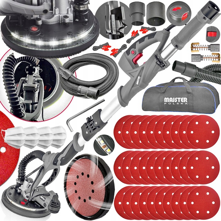 SZLIFIERKA ŻYRAFA DO GIPSU GŁADZI TYNKÓW TYNKU LED zest.MAX PAPIERY