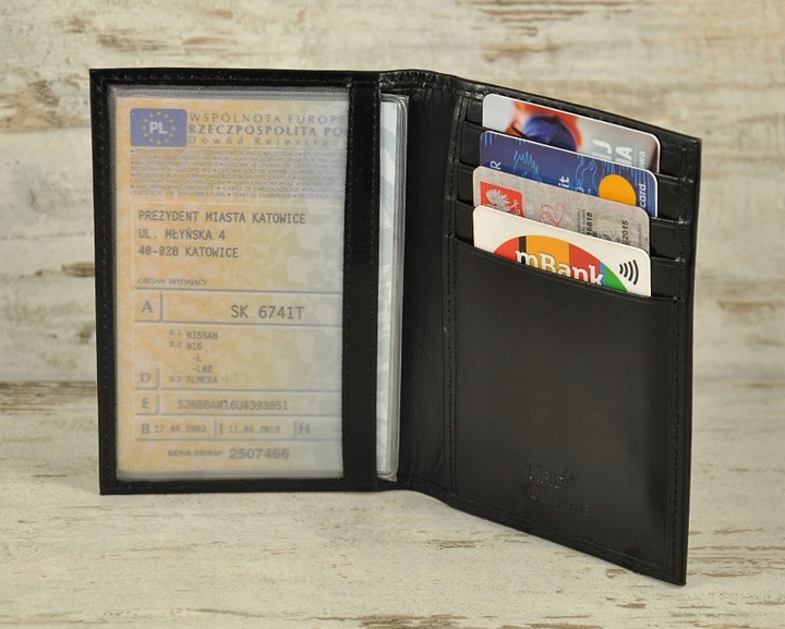 skórzane ETUI -ROVICKY- dowód rejestracyjny dokumenty karty No1 blc