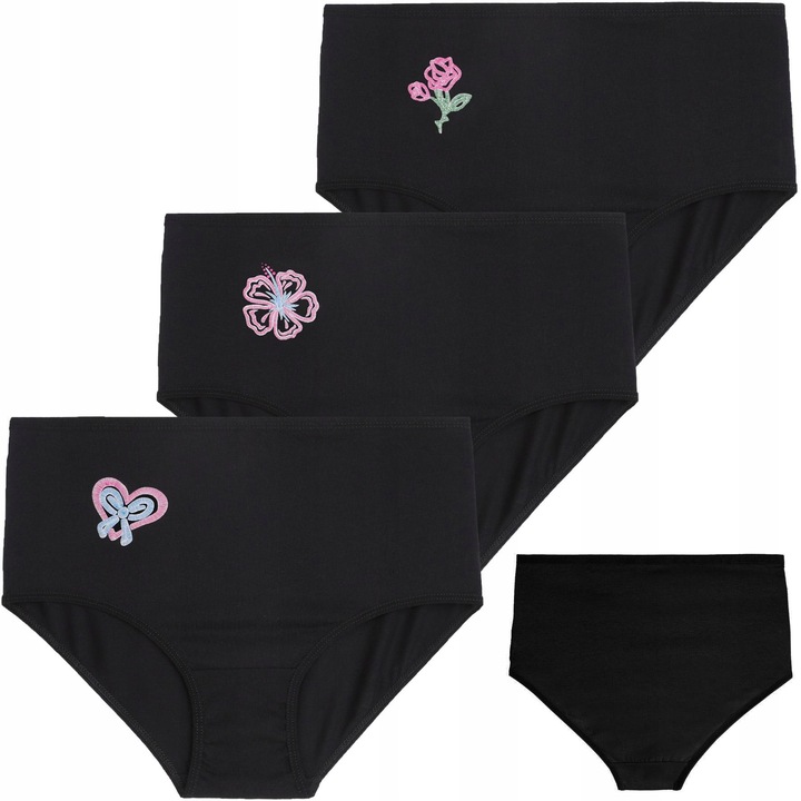 3x Figi Majtki Damskie Maxi Bikini Wysoki Stan Maxi Czarne MORAJ 3XL