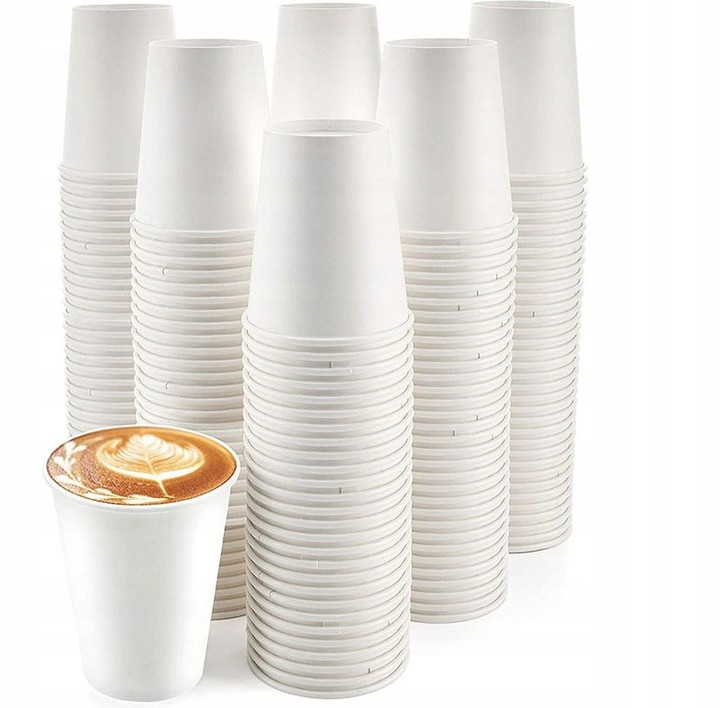 Kubki papierowe jednorazowe do kawy biały 250ml 100szt bez plastiku EKO