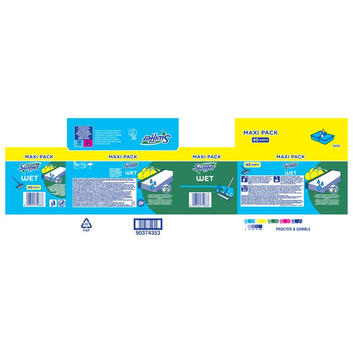 Swiffer Citrus Fresh, mokre chusteczki, wkłady do mopa, 40 sztuk