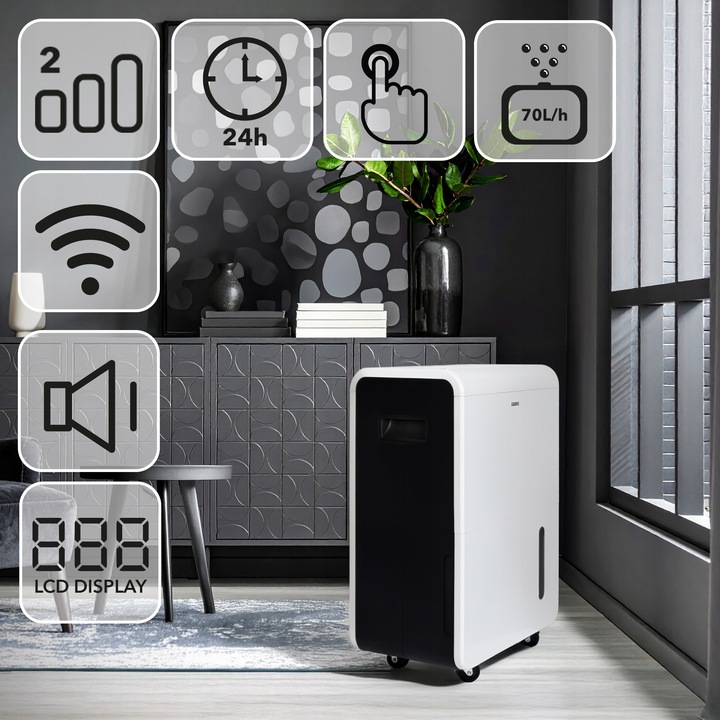 Osuszacz powietrza SEVA pochłaniacz wilgoci cichy wydajny aż 70L/24h +