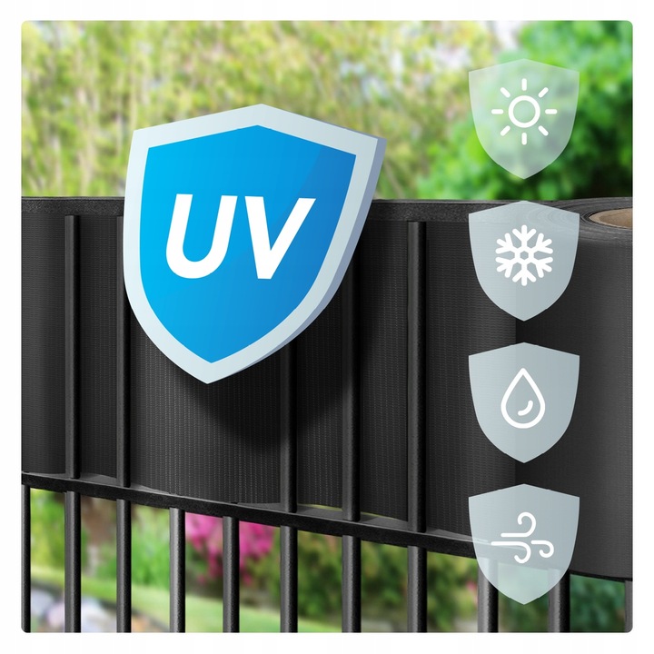 Taśma ogrodzeniowa na płot ogrodzenie wąska 4,75cm x35m antracyt UV +klipsy