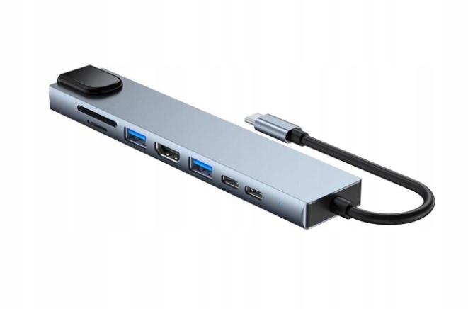 HUB ADAPTER PRZEJŚCIÓWKA USB-C 8w1 2xUSB HDMI SD RJ45