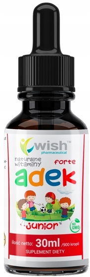 WISH ADEK witamina A D3 E K krople dla dzieci 30ml