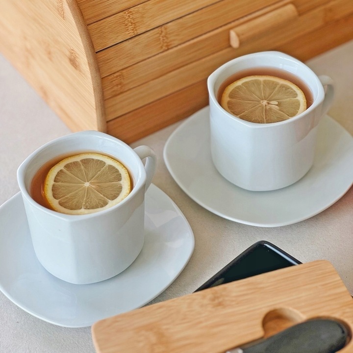 Komplet FILIŻANEK do KAWY HERBATY Porcelanowe ze SPODKIEM Tadar 6x220 ml