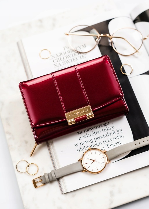 Peterson damski portfel ze skóry ekologicznej w kwiaty pionowy na