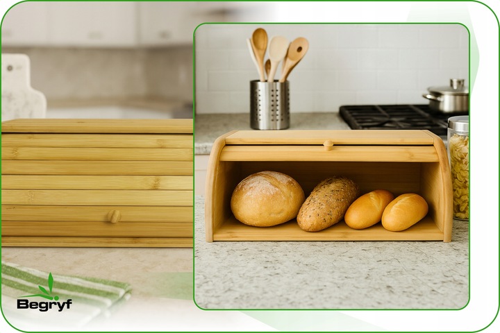 CHLEBAK bambusowy ROLL-TOP duży POJEMNIK na pieczywo EKO kuchnia