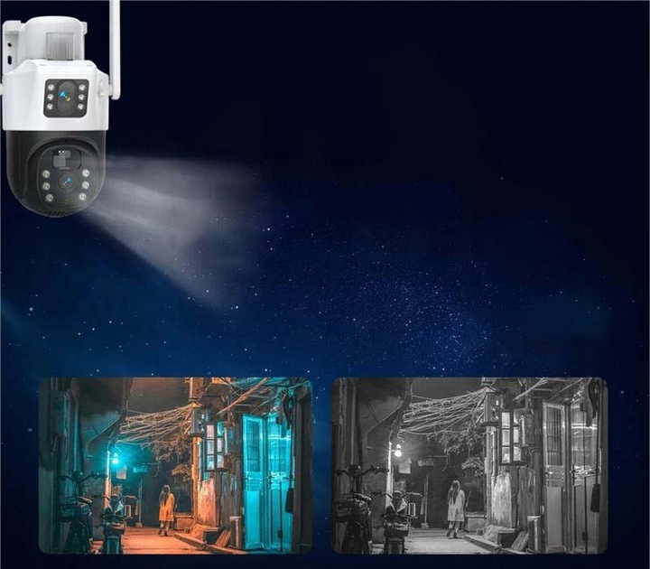 PODWÓJNA KAMERA SOLARNA 2W1 WIFI 2X4MP ZEWNĘTRZNA OBROTOWA BEZPRZEWODOWA