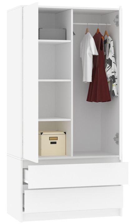 Szafa garderoba 90cm 2d 2szuflady biała B-9