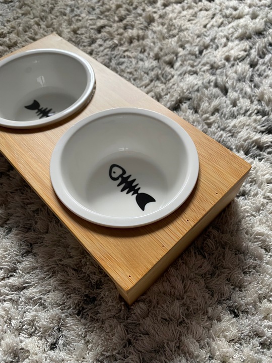 MISKA DLA KOTA PSA PODWÓJNA DREWNIANA METALOWA