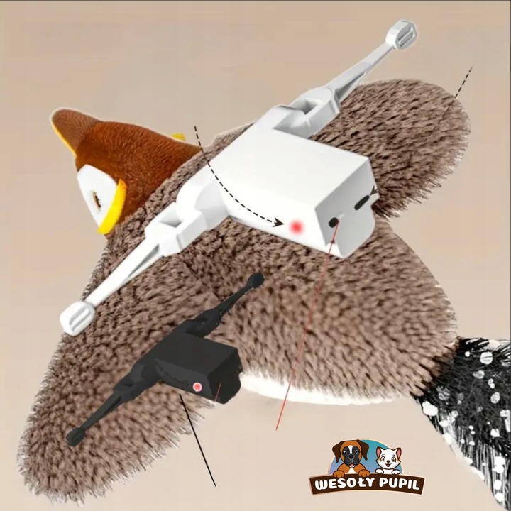 Zabawka dla kota INTERAKTYWNA latający PTAK z dźwiękiem na USB z